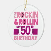 Ornement Rond En Céramique cinquantième Idée de cadeau d'anniversaire pour la (Gauche)