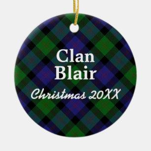 Ornement Rond En Céramique Clan Blair Scottish Tartan