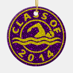 Ornement Rond En Céramique Classe de la natation 2014