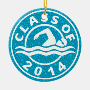 Ornement Rond En Céramique Classe de la natation 2014