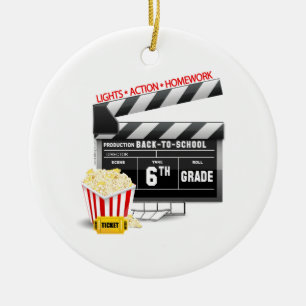 Ornement Rond En Céramique Classeur de films de 6e année