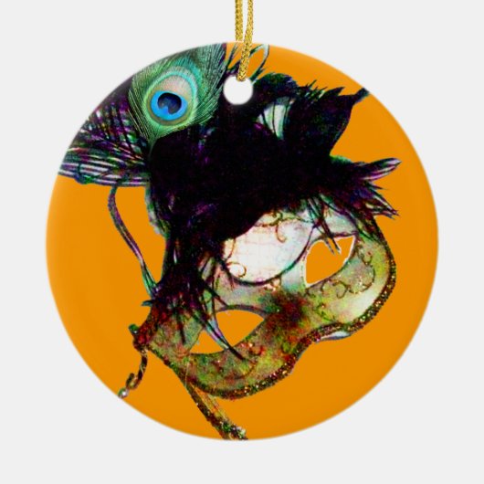 ORNEMENT ROND EN CÉRAMIQUE CLASSY MARDI GRAS MASQUERADE (Devant)