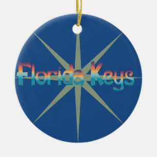 Ornement Rond En Céramique Clés de la Floride dans des couleurs de coucher d