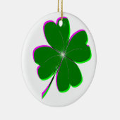 Ornement Rond En Céramique Clocher quatre feuilles brillant (Droite)