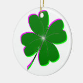 Ornement Rond En Céramique Clocher quatre feuilles brillant (Gauche)