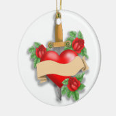 Ornement Rond En Céramique Coeur fait sur commande de tatouage (Gauche)