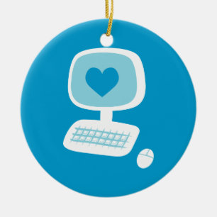 Ornement Rond En Céramique Coeur informatique