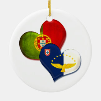 Ornement Rond En Céramique Coeurs du Portugal et des Açores