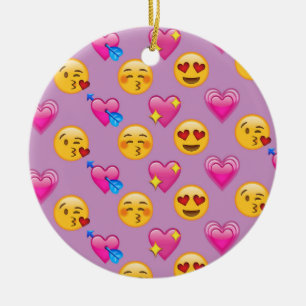 Ornement Rond En Céramique Coeurs et amour Patternsd rose d'Emoji