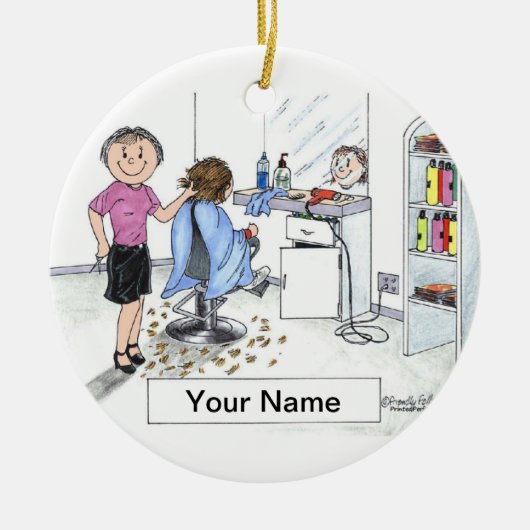 Ornement Rond En Céramique Coiffeur - femelle (Devant)