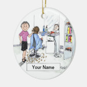 Ornement Rond En Céramique Coiffeur - femelle (Gauche)