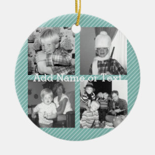 Ornement Rond En Céramique Collage de photo d'Instagram 4 images - rayures