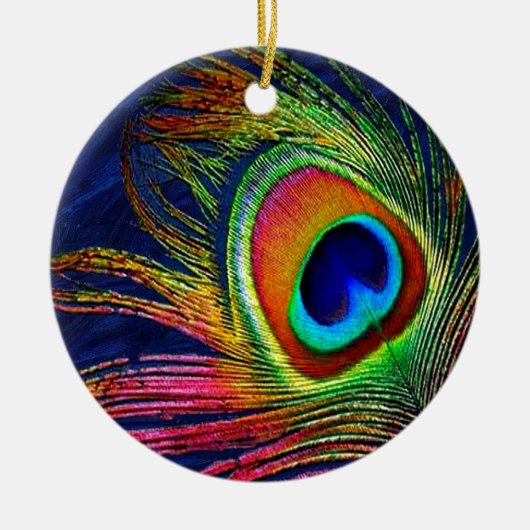 Ornement Rond En Céramique Colorful Peacock Feather (Devant)