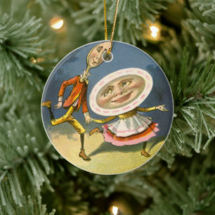 Ornement Rond En Céramique Comptine vintage de Mère l'Oie Hey Diddle