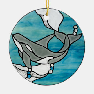 Ornement Rond En Céramique Conception d'art en verre souillé de baleine