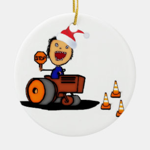 Ornement Rond En Céramique Construction de Noël