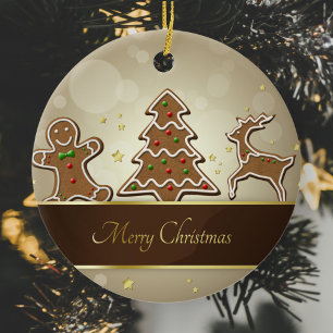 Ornement Rond En Céramique Cookies de pain d'épices