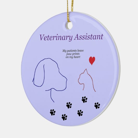 Ornement Rond En Céramique Copies vétérinaires d'Assistant-Patte sur mon (Gauche)