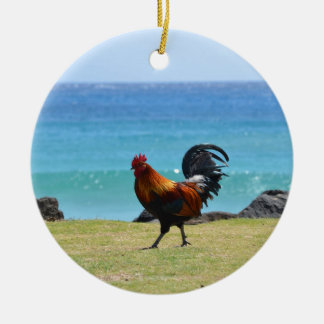 Ornement Rond En Céramique Coq de Kauai