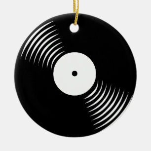 Ornement Rond En Céramique Corey Tiger 80s Retro Vinyl Record Ornament