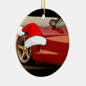 Ornement Rond En Céramique Corvette rouge Noël (Droite)