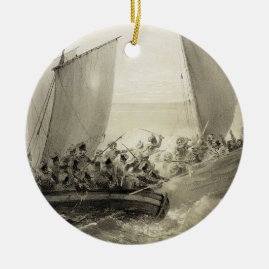 Ornement Rond En Céramique Cosaques d'Azov embarquant un corsaire turc (Devant)