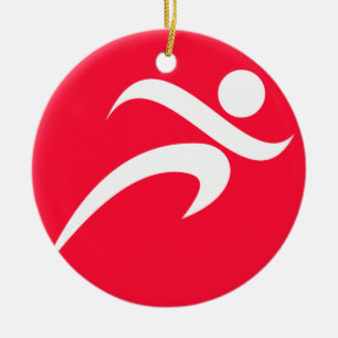 Ornement Rond En Céramique Couche rouge écarlate