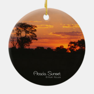Ornement Rond En Céramique Coucher du soleil d'acacia