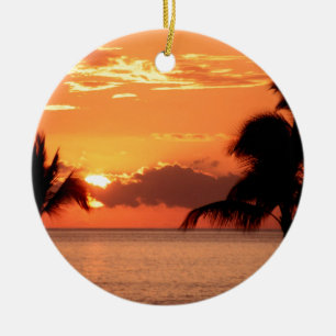 Ornement Rond En Céramique Coucher du soleil dans les tropiques Maui
