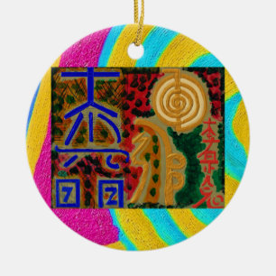 Ornement Rond En Céramique Couleur pure - symboles 2 de Reiki