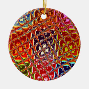 Ornement Rond En Céramique Couleurs spéciales Noël Père Noël neige HoHoho Pop