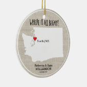 Ornement Rond En Céramique Couples de carte faite sur commande d'amour de (Droite)