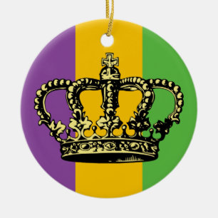 Ornement Rond En Céramique Couronne de drapeau de mardi gras