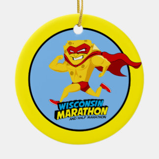 Ornement Rond En Céramique Courrier-Marathon de marathon du Wisconsin