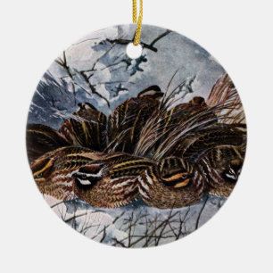 Ornement Rond En Céramique Covey des cailles