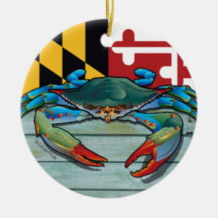 Ornement Rond En Céramique Crabe bleu le Maryland