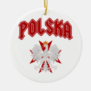 Ornement Rond En Céramique Croix de Polska Eagle