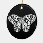 Ornement Rond En Céramique Croquis papillon, blanc et noir (Gauche)