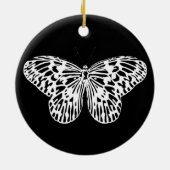 Ornement Rond En Céramique Croquis papillon, blanc et noir (Dos)
