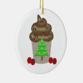 Ornement Rond En Céramique Cupcake de Noël au chocolat (Droite)