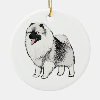 Ornement Rond En Céramique Cute Keeshond Cartoon Chien | Keesie Lover