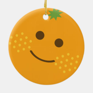Ornement Rond En Céramique Cute Orange