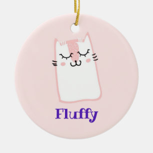 Ornement Rond En Céramique Cute Pink Sleeping Kitty Cat