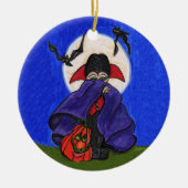 Ornement Rond En Céramique Cute Shy Little Vampire chauves-souris Lune (Devant)