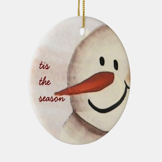 Ornement Rond En Céramique Cute Snowman d'art primitif (Droite)