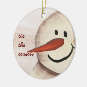 Ornement Rond En Céramique Cute Snowman d'art primitif (Gauche)