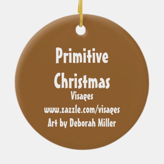 Ornement Rond En Céramique Cute Snowman d'art primitif (Dos)