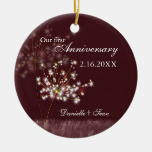 Ornement Rond En Céramique Dandelion Premier Mariage Anniversaire photo Keeps