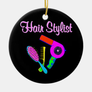 ORNEMENT ROND EN CÉRAMIQUE DANGEREUX CHEVEUX STYLIST TEE - SHIRTS ET CADEAUX