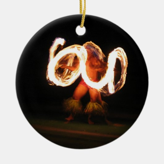Ornement Rond En Céramique Danse hawaïenne du feu (Devant)